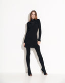 Mini-dress-with mesh-neckline-black-1