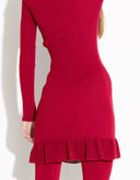 Mini-dress-with mesh-neckline-red-4