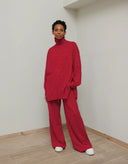 Amara burgundy merino wool tunic and pants set by Aina Gasse