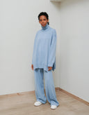 Amara light blue merino wool tunic and pants set by Aina Gasse