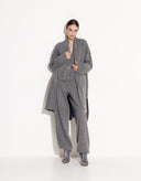 Woman wearing Aria gray oversized wool-blend knit cardigan by Aina Gasse