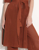 Close-up of lightweight mesh wide-leg pants from the Luna women’s two-piece outfit