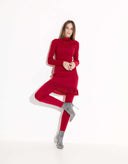 Mini-dress-with mesh-neckline-red-3