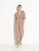 Cozy beige knitted set with drawstring detail